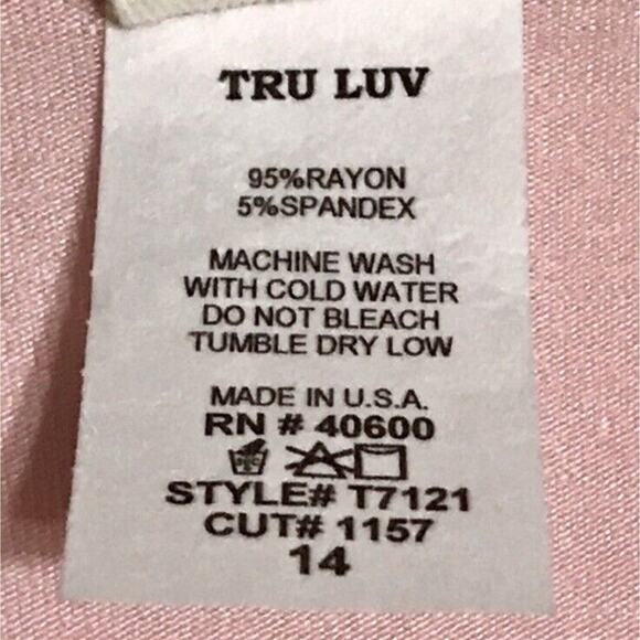NWT Tru Luv 3/4 Sleeve Flowy Pink Top - Picture 8 of 8
